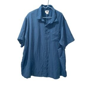HB Blue Button Down Short Sleeve Casual Plus‎ Shirt Menswear Sz 4XL
